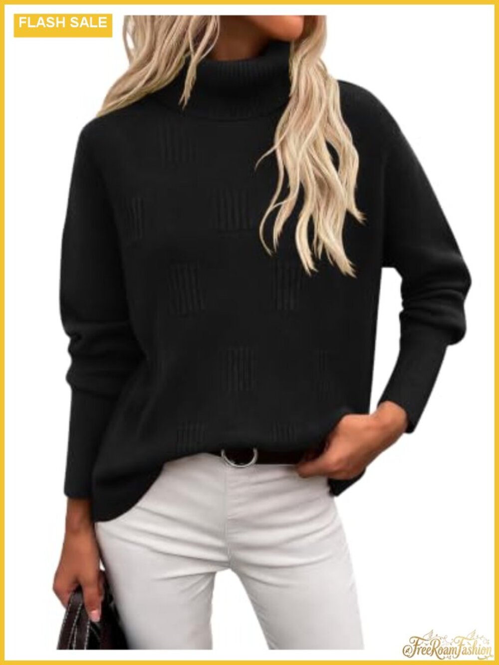 Ekouaer Women's Turtleneck Sweater Long Sleeve Knitted Pullover Fall Winter Top